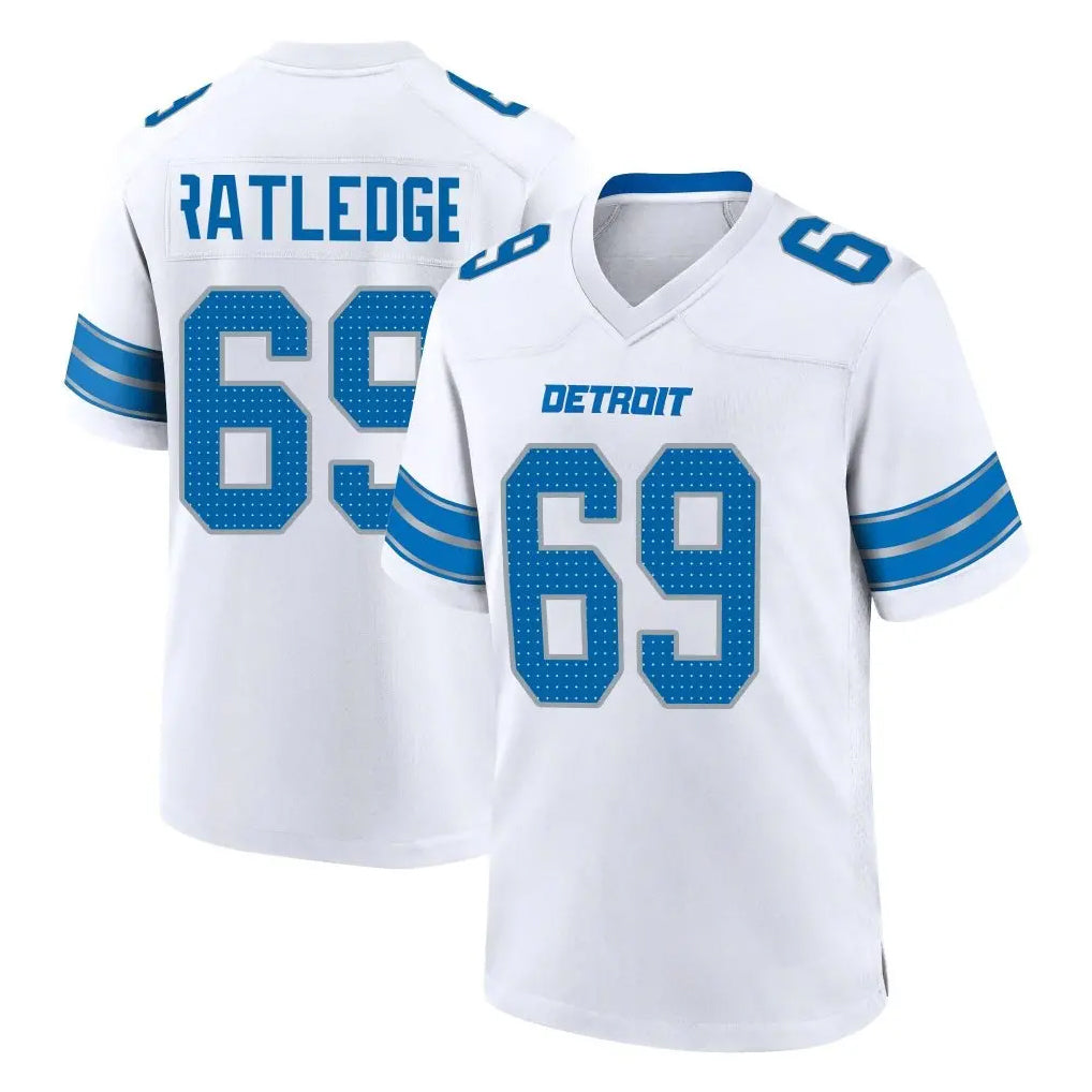 Johmsee D.Lions #69 Tate Ratledge Player White Alternate Home Game Stitched Jerseys