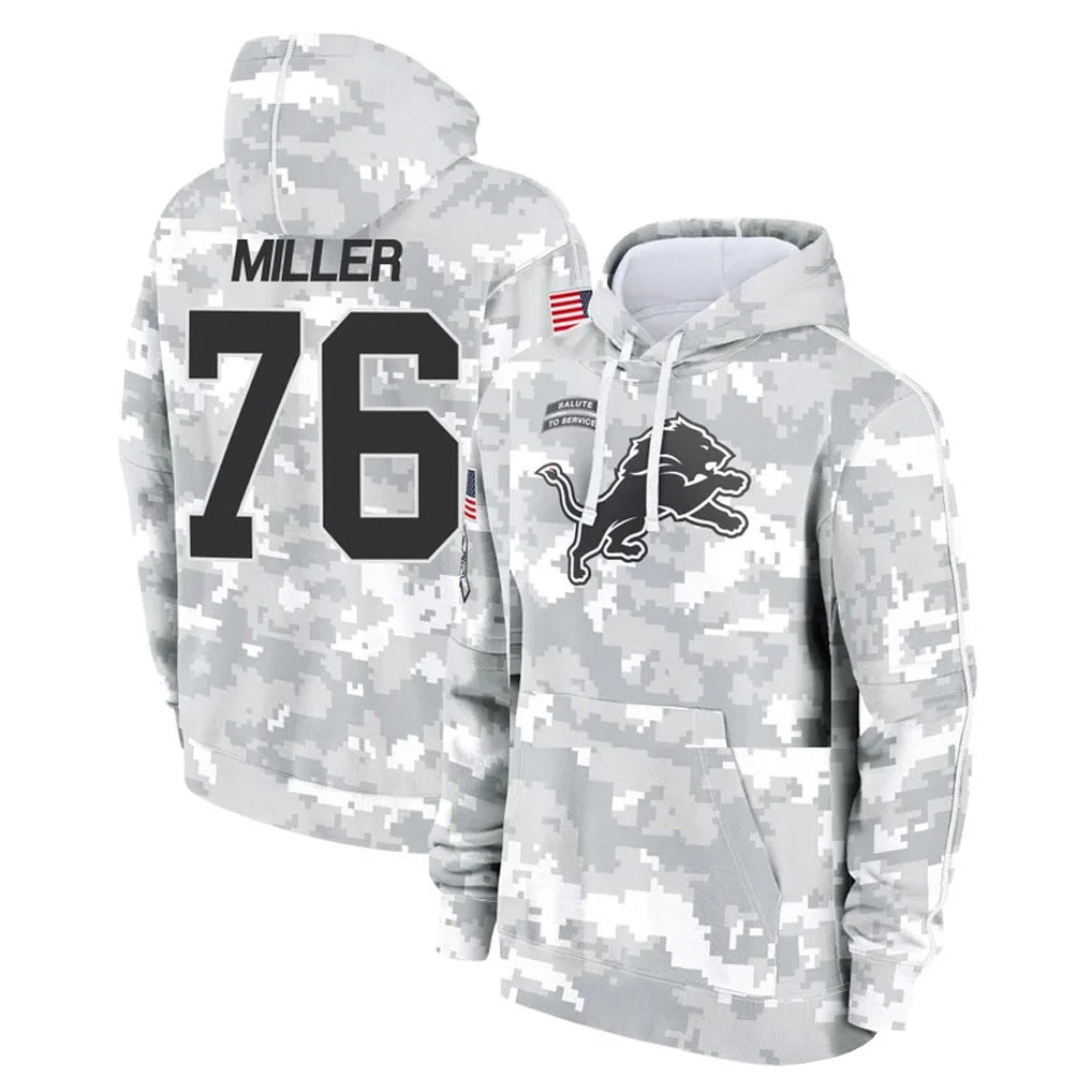 Johmsee D.Lions #76 Blake Miller Player Arctic Camo Salute to Service Hoodies Limited Game Stitched Jerseys