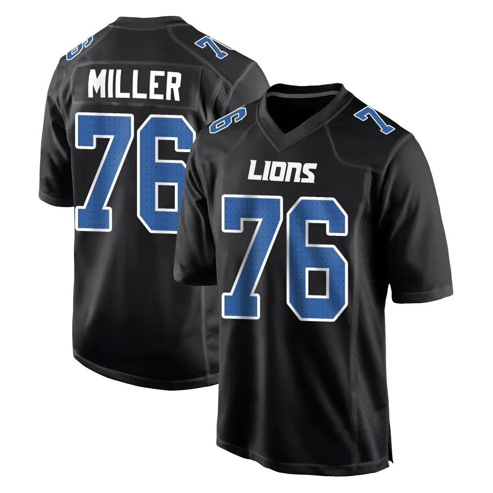 Johmsee D.Lions #76 Blake Miller Player Black Fashion Home Game Stitched Jerseys