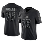 Johmsee D.Lions #76 Blake Miller Player Black Reflective Limited Home Game Stitched Jerseys
