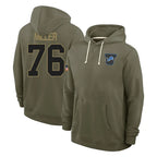 Johmsee D.Lions #76 Blake Miller Player Olive Salute to Service Pullover Hoodies Limited Stitched Jerseys