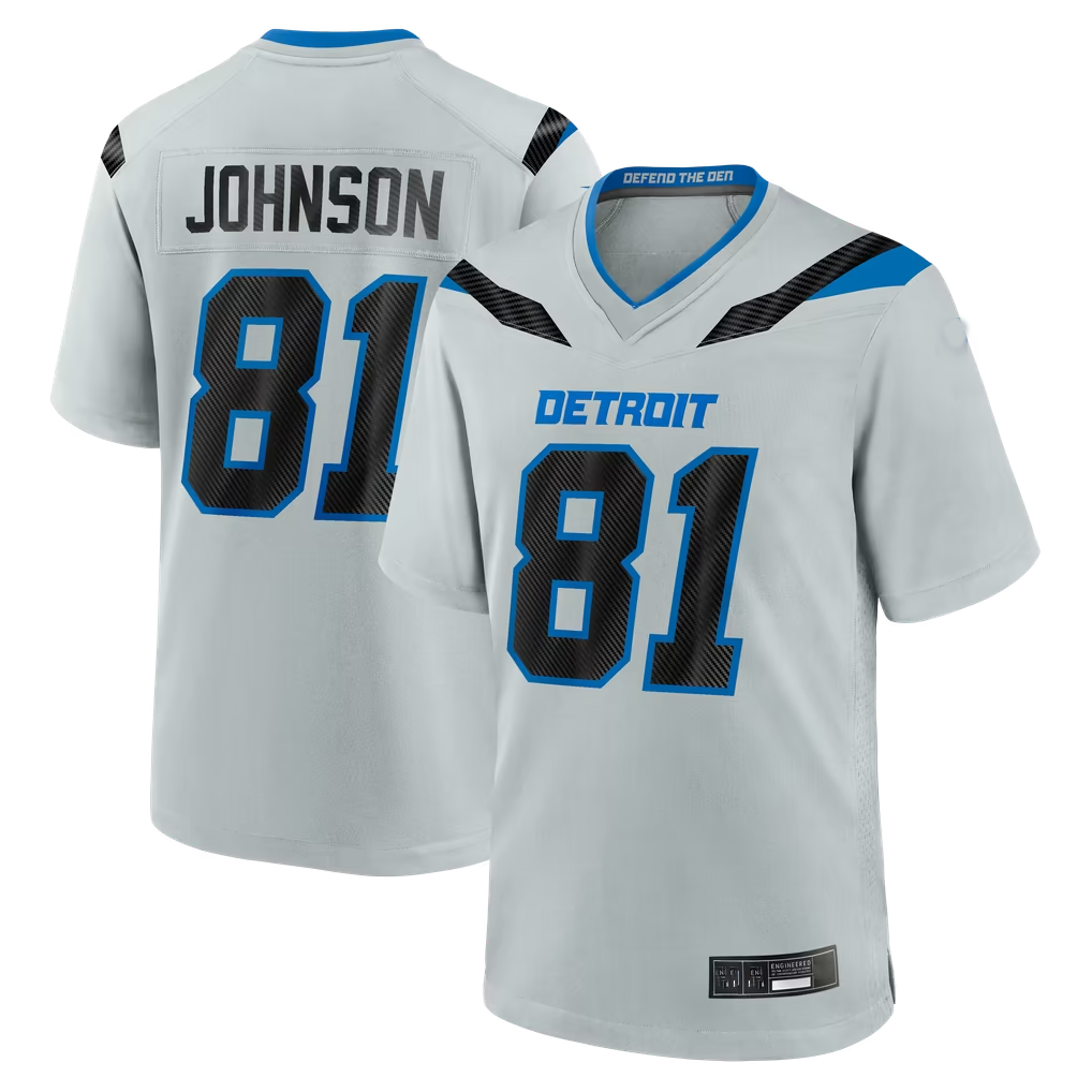 Johmsee D.Lions #81 Calvin Johnson Silver 2026 Rivalries Collection Game Stitched Jerseys