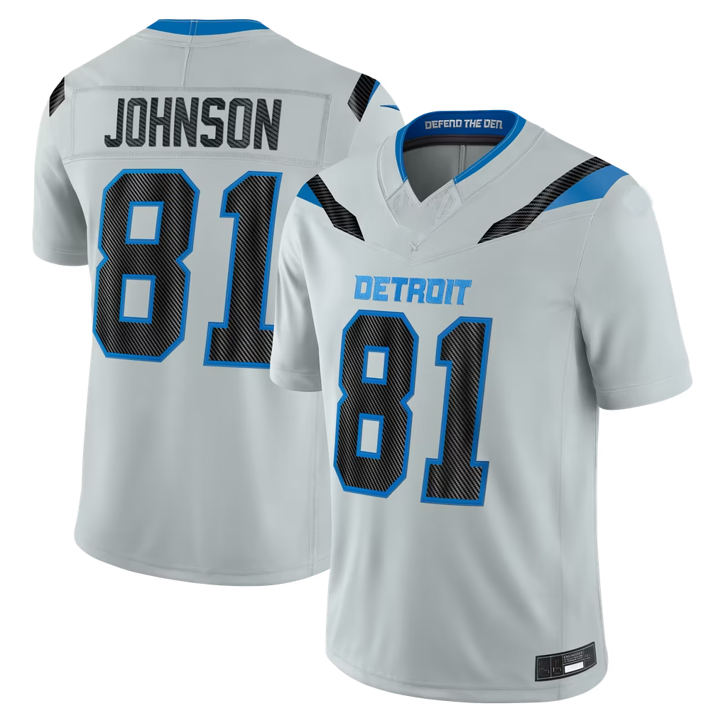 Johmsee D.Lions #81 Calvin Johnson Silver 2026 Rivalries Collection Limited Stitched Jerseys