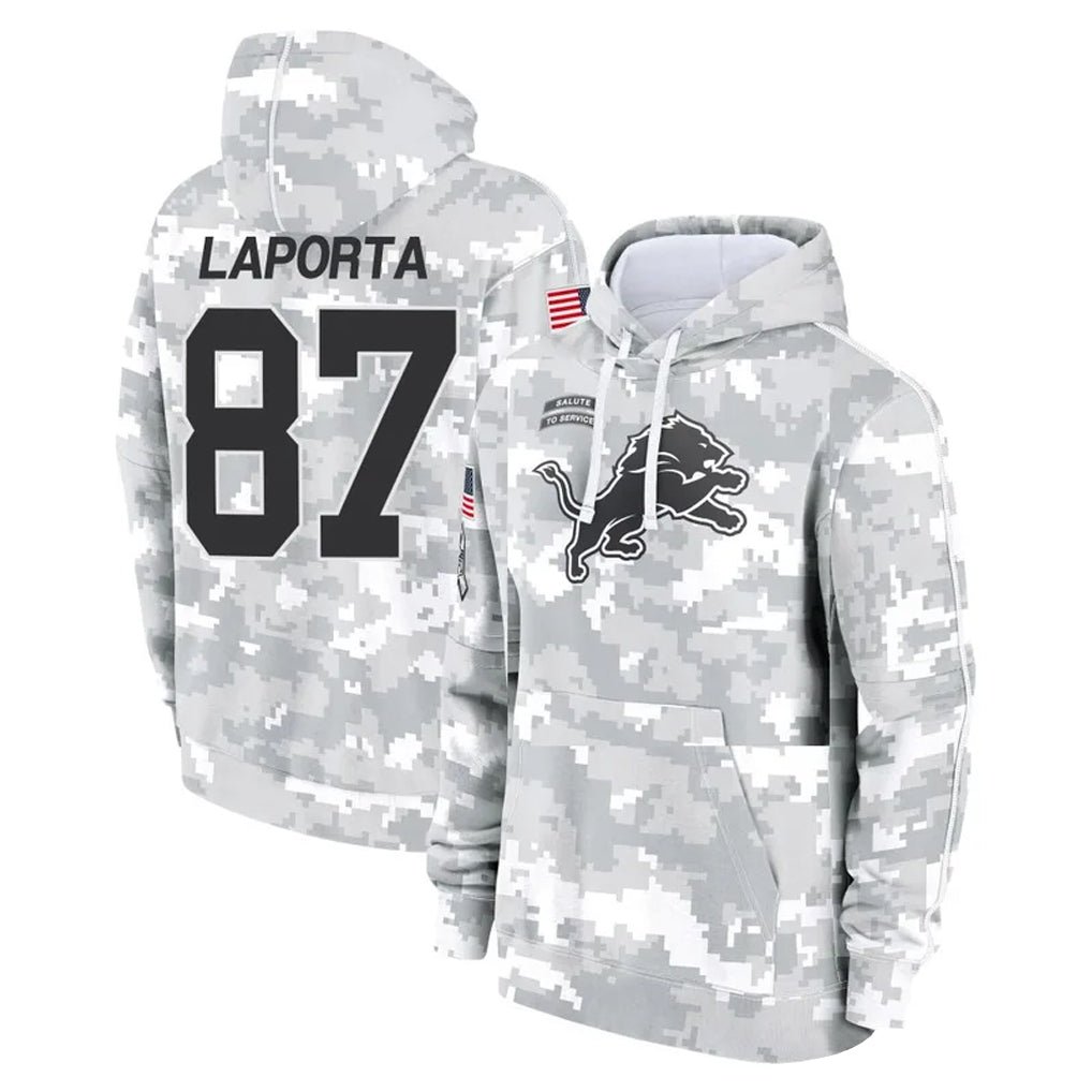 Johmsee D.Lions #87 Sam LaPorta Player Arctic Camo Salute to Service Hoodies Limited Game Stitched Jerseys