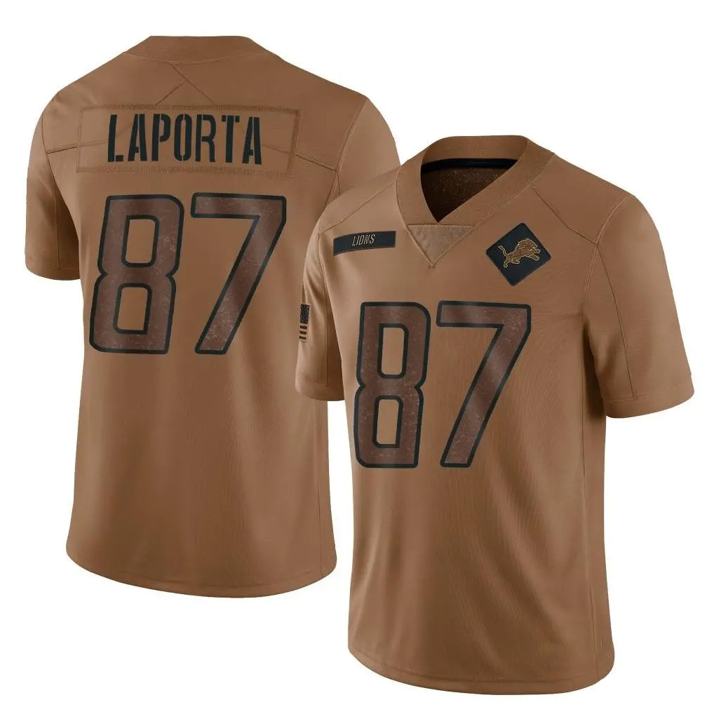Johmsee D.Lions #87 Sam LaPorta Player Brown Salute To Service Limited Stitched Jerseys