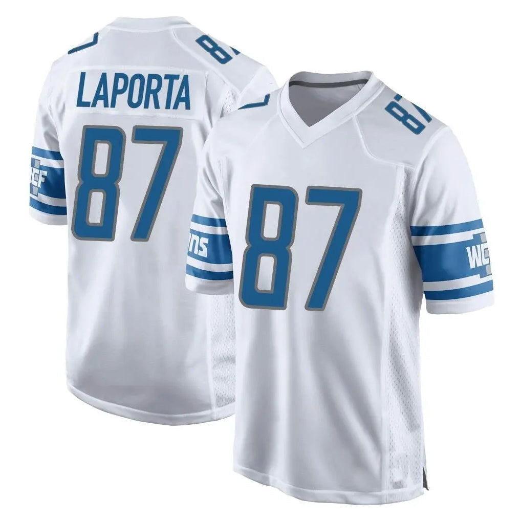 Johmsee D.Lions #87 Sam LaPorta Player White Home Game Stitched Jerseys