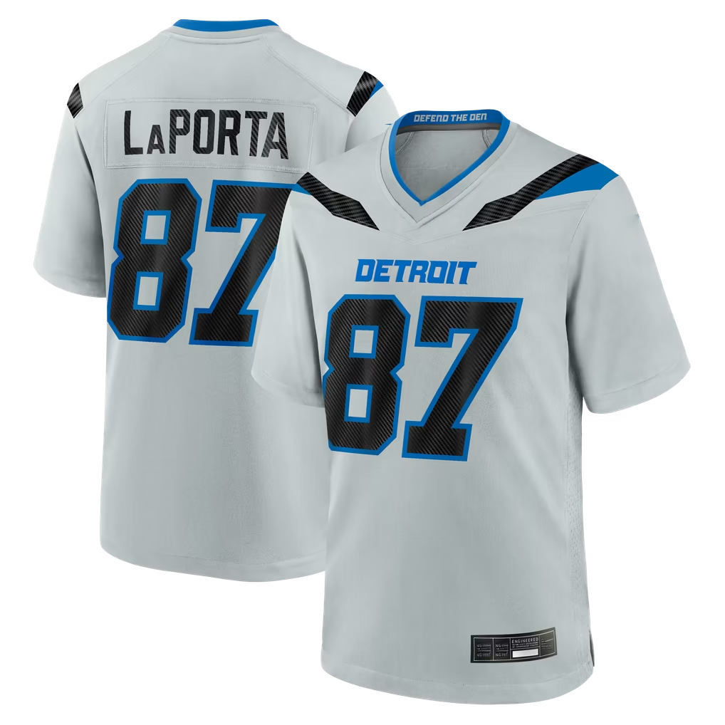 Johmsee D.Lions #87 Sam LaPorta Silver 2026 Rivalries Collection Game Stitched Jerseys