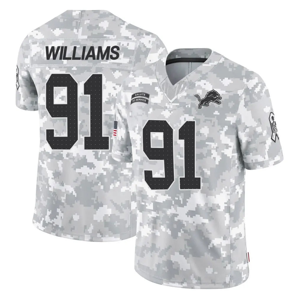 Johmsee D.Lions #91 Tyleik Williams Player Arctic Camo Salute To Service Limited Stitched Jerseys
