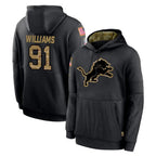 Johmsee D.Lions #91 Tyleik Williams Player Black Salute to Service Hoodies Limited Game Stitched Jerseys