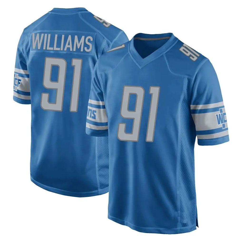 Johmsee D.Lions #91 Tyleik Williams Player Blue Home Game Stitched Jerseys