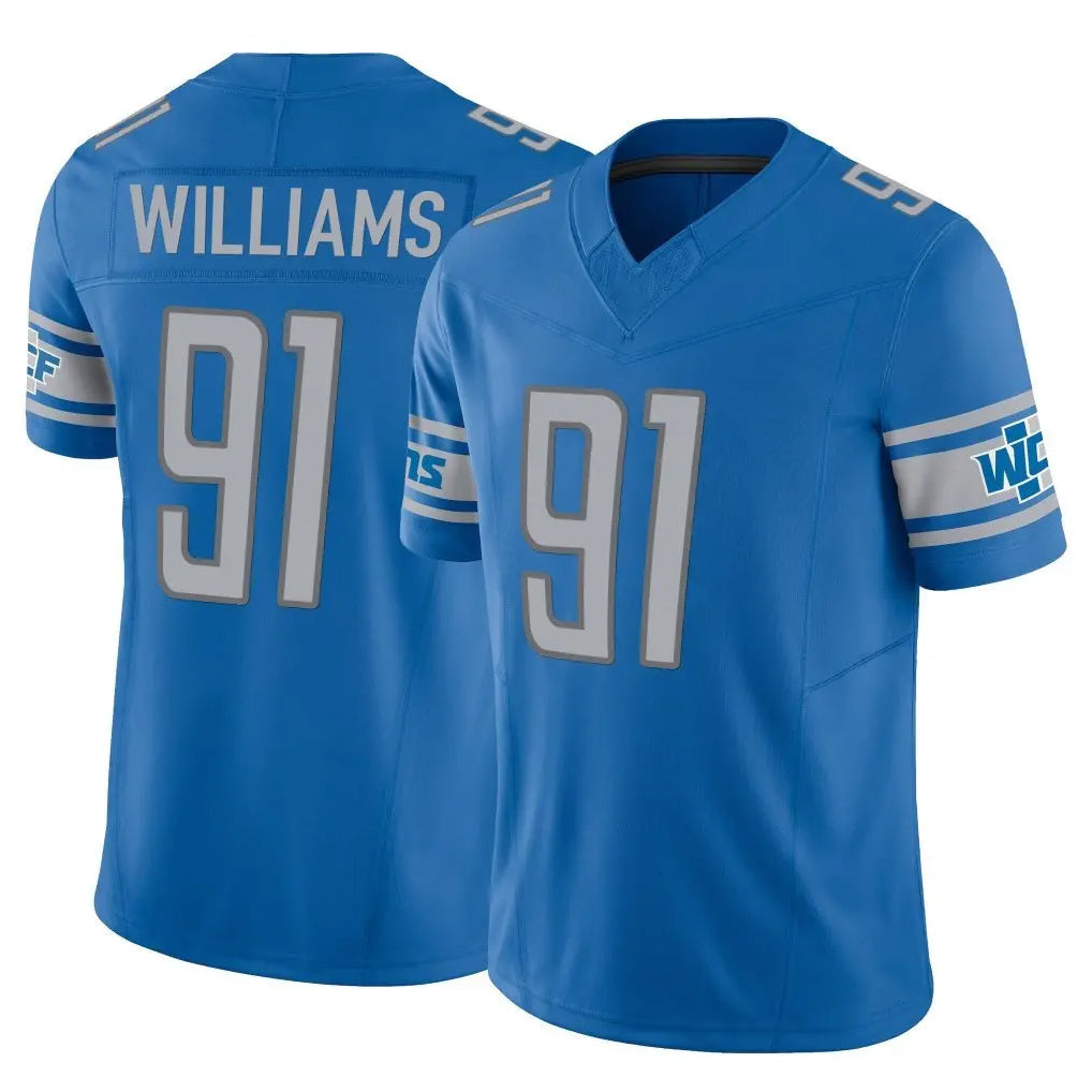 Johmsee D.Lions #91 Tyleik Williams Player Blue Vapor F.U.S.E. Limited Home Game Stitched Jerseys