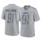 Johmsee D.Lions #91 Tyleik Williams Player Gray Atmosphere Fashion Home Game Stitched Jerseys