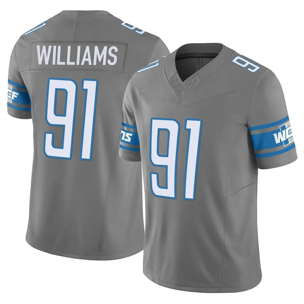 Johmsee D.Lions #91 Tyleik Williams Player Gray Vapor F.U.S.E. Limited Home Game Stitched Jerseys
