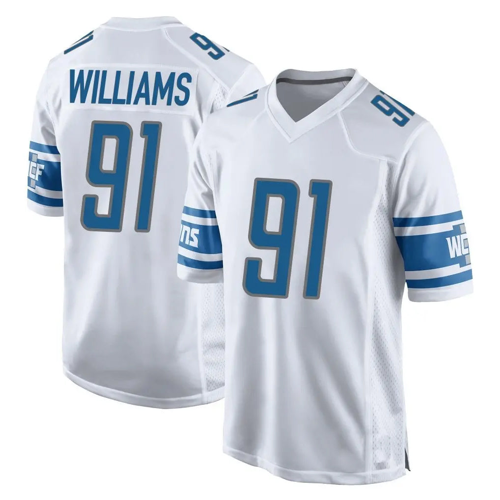 Johmsee D.Lions #91 Tyleik Williams Player White Home Game Stitched Jerseys