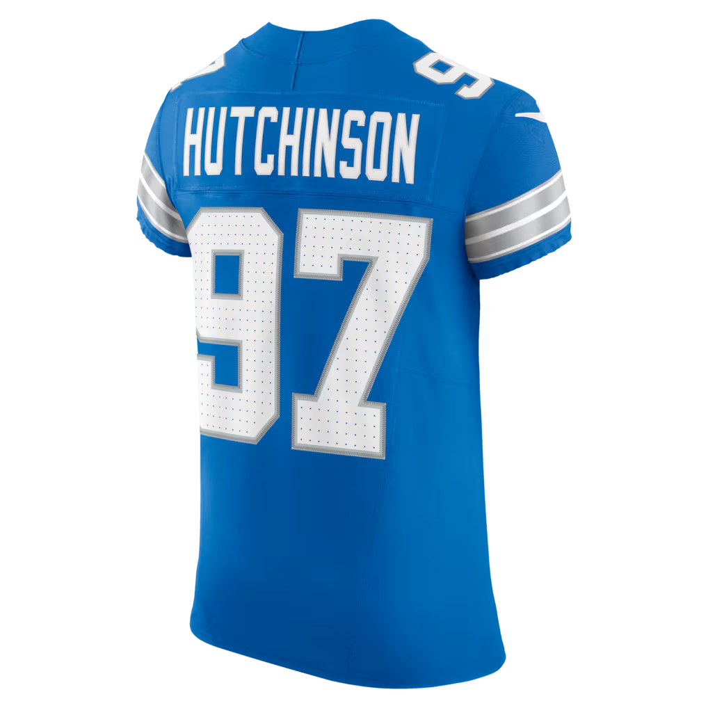 Johmsee D.Lions #97 Aidan Hutchinson Blue Team Vapor F.U.S.E. Elite Stitched Jerseys