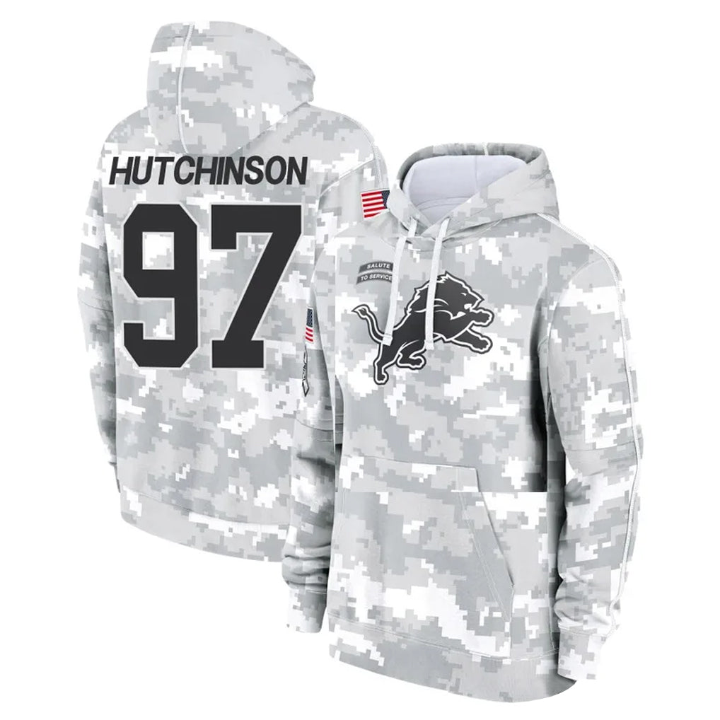 Johmsee D.Lions #97 Aidan Hutchinson Player Arctic Camo Salute to Service Hoodies Limited Game Stitched Jerseys