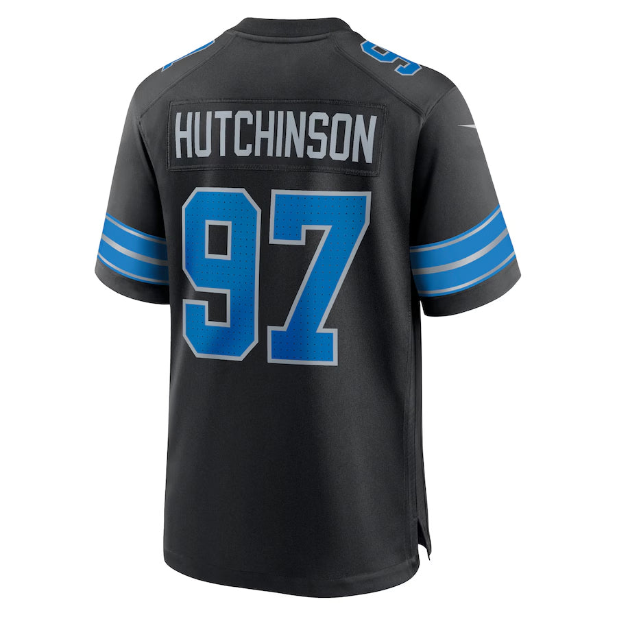 Johmsee D.Lions #97 Aidan Hutchinson Player Black Home Game Stitched Jerseys
