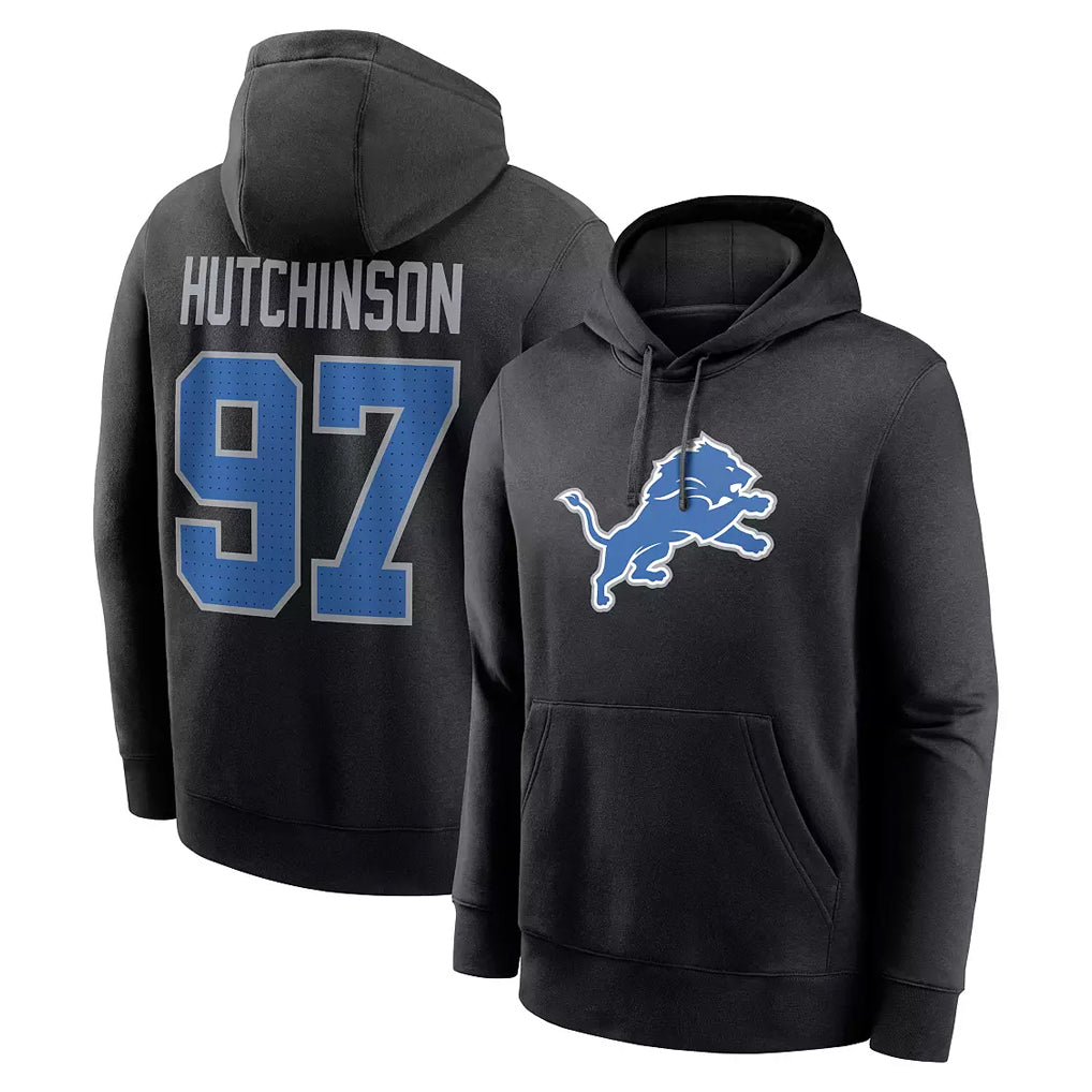 Johmsee D.Lions #97 Aidan Hutchinson Player Black Pullover Hoodies Limited Game Stitched Jerseys