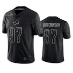 Johmsee D.Lions #97 Aidan Hutchinson Player Black REFLECTIVE Limited Stitched Jerseys