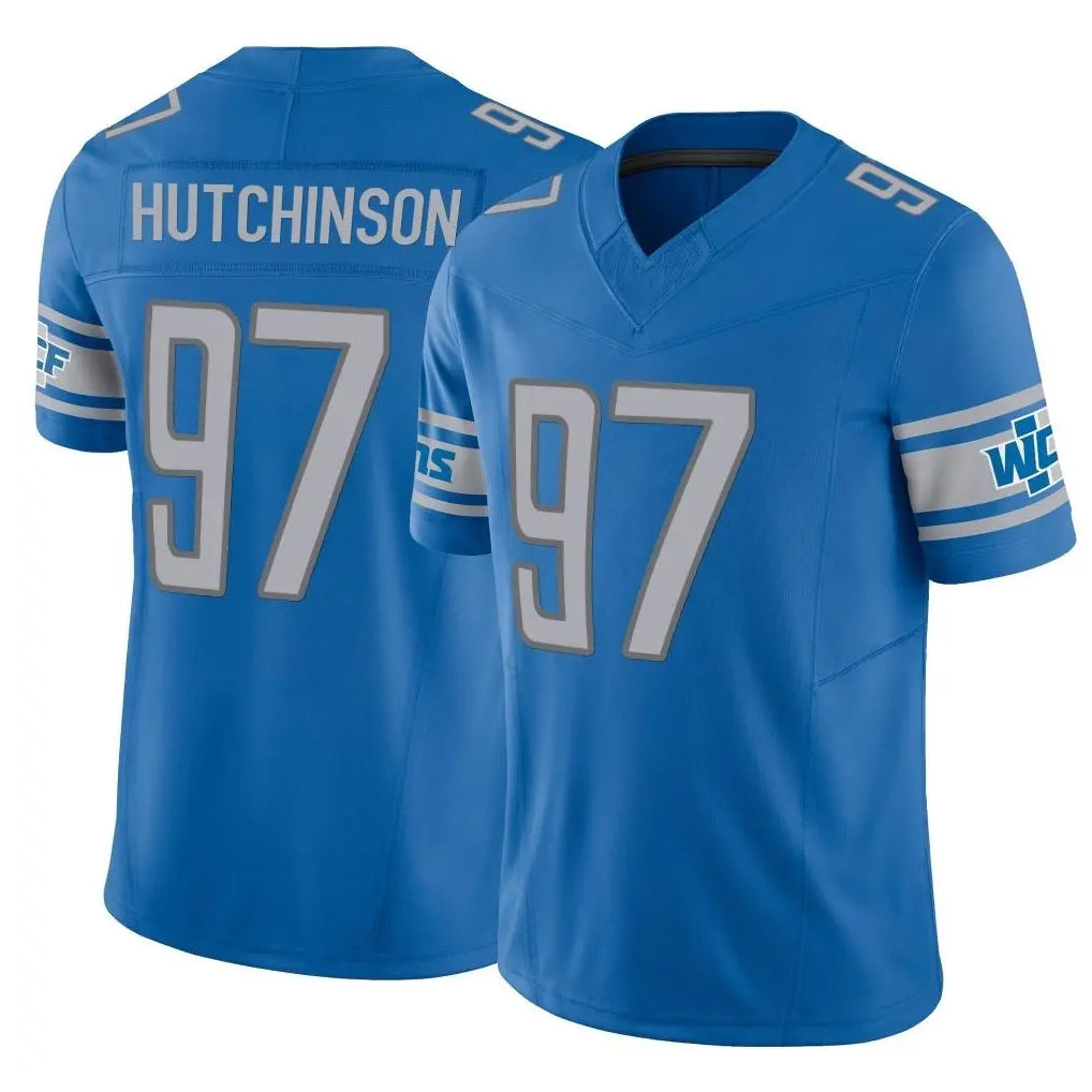 Johmsee D.Lions #97 Aidan Hutchinson Player Blue Vapor F.U.S.E. Limited Home Game Stitched Jerseys