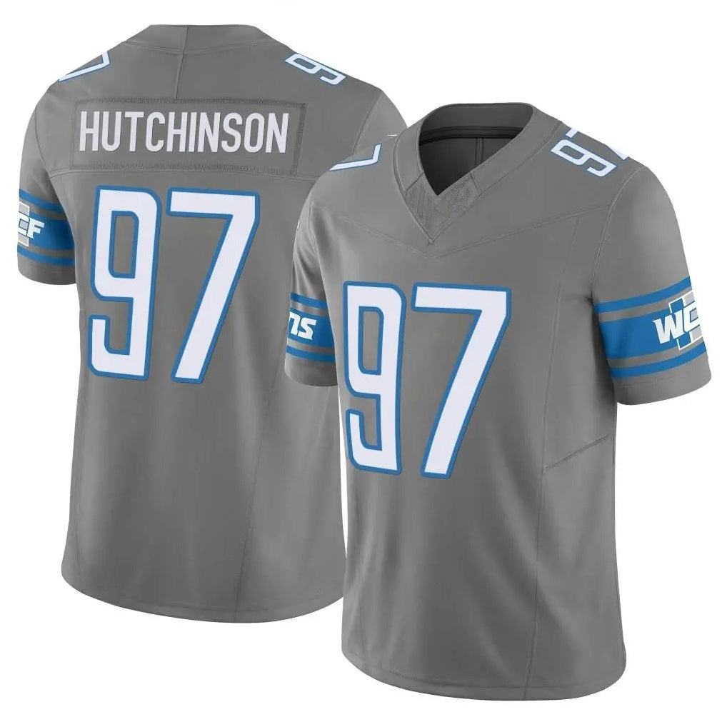 Johmsee D.Lions #97 Aidan Hutchinson Player Gray Vapor F.U.S.E. Limited Home Game Stitched Jerseys