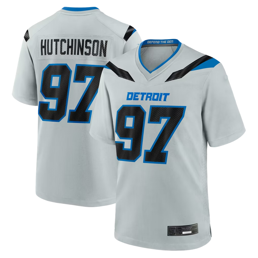 Johmsee D.Lions #97 Aidan Hutchinson Silver 2026 Rivalries Collection Game Stitched Jerseys