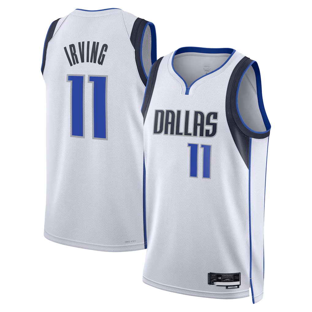 Johmsee D.Mavericks #11 Kyrie Irving White  Association Edition Swingman Stitched Jerseys