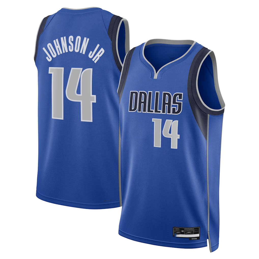 Johmsee D.Mavericks #14 Morez Johnson Jr. Blue Icon Swingman Stitched Jerseys