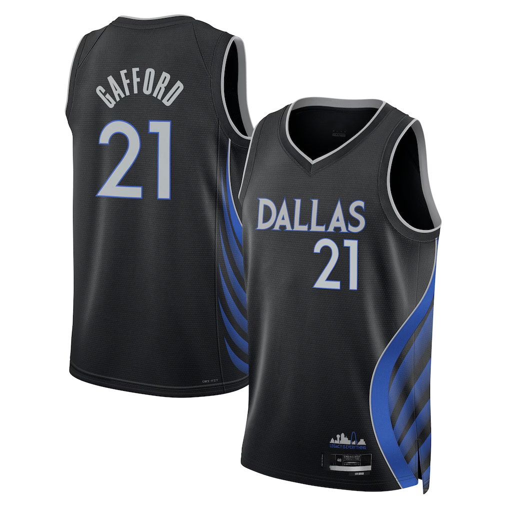 Johmsee D.Mavericks #21 Daniel Gafford Black 2025-2026 City Edition Swingman Stitched Jerseys