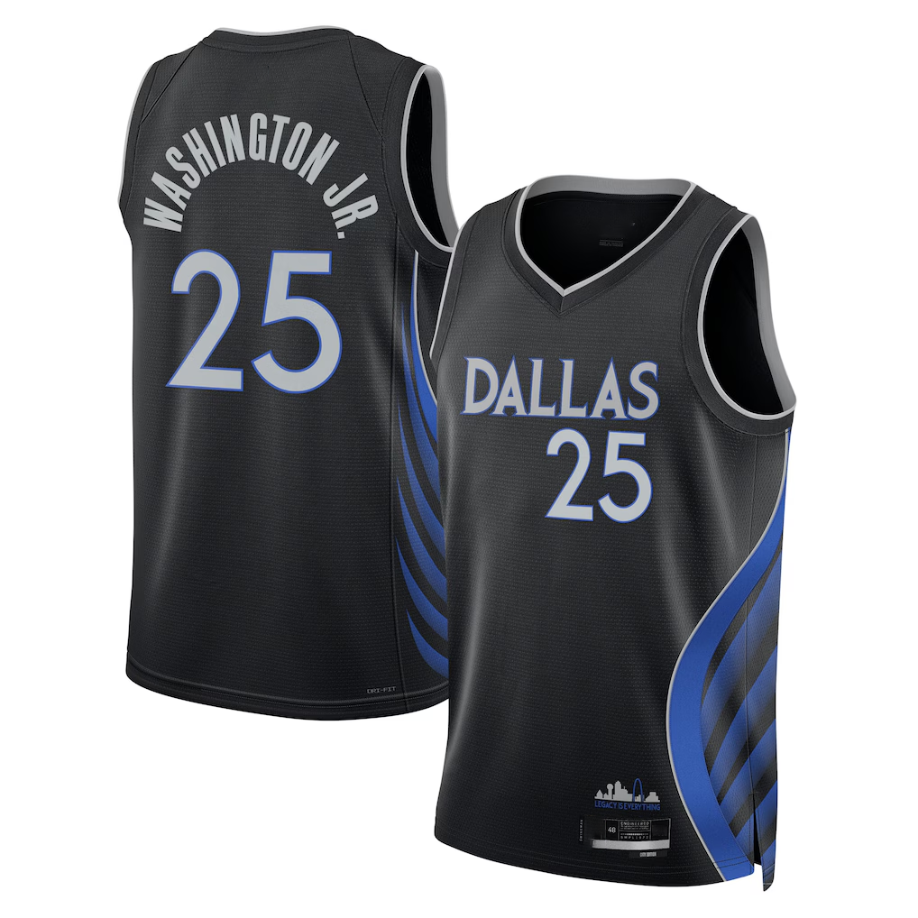 Johmsee D.Mavericks #25 P.J. Washington Jr. Black 2025-2026 City Edition Swingman Stitched Jerseys
