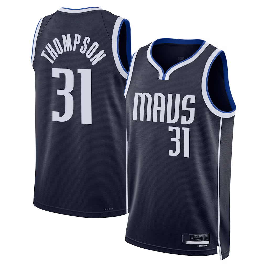 Johmsee D.Mavericks #31 Klay Thompson Navy Statement Edition Swingman Stitched Jerseys