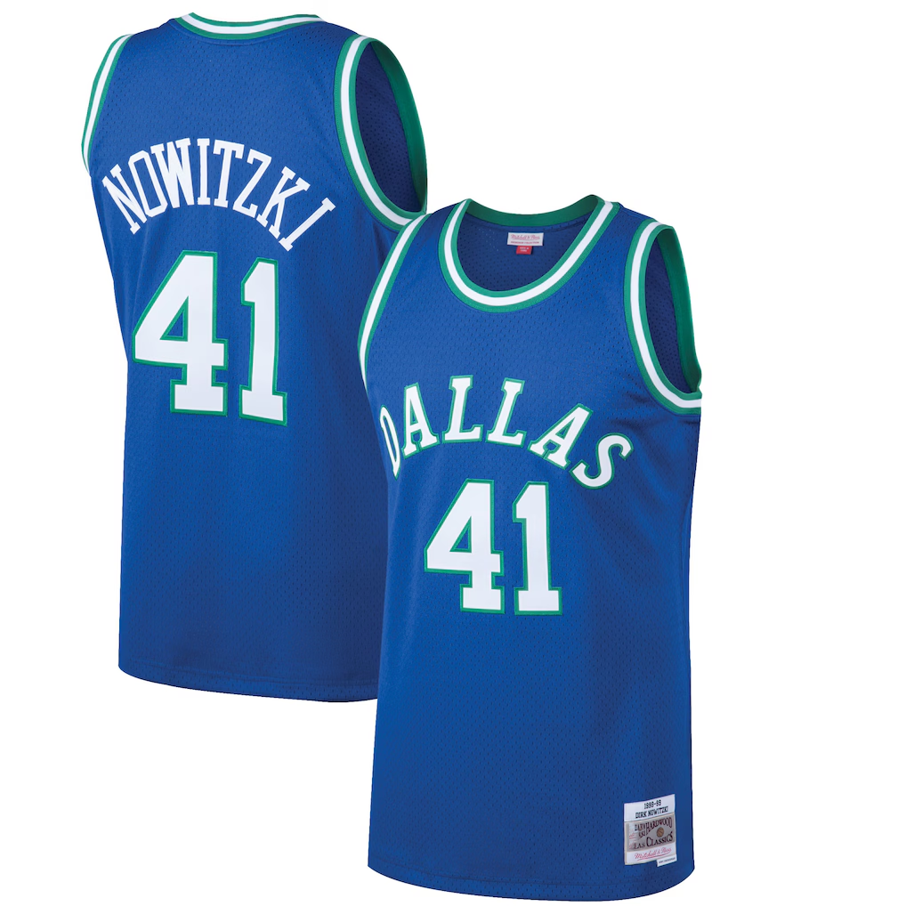 Johmsee D.Mavericks #41 Dirk Nowitzki Mitchell & Ness Blue 199899 Hardwood Classics Swingman Jerseys