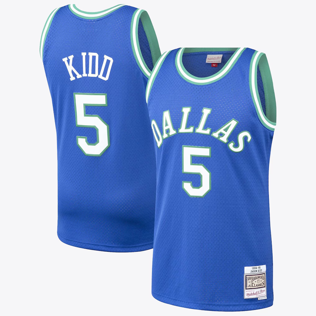 Johmsee D.Mavericks #5 Jason Kidd Hardwood Classics Road Jersey By Mitchell & Ness Stitched Jerseys