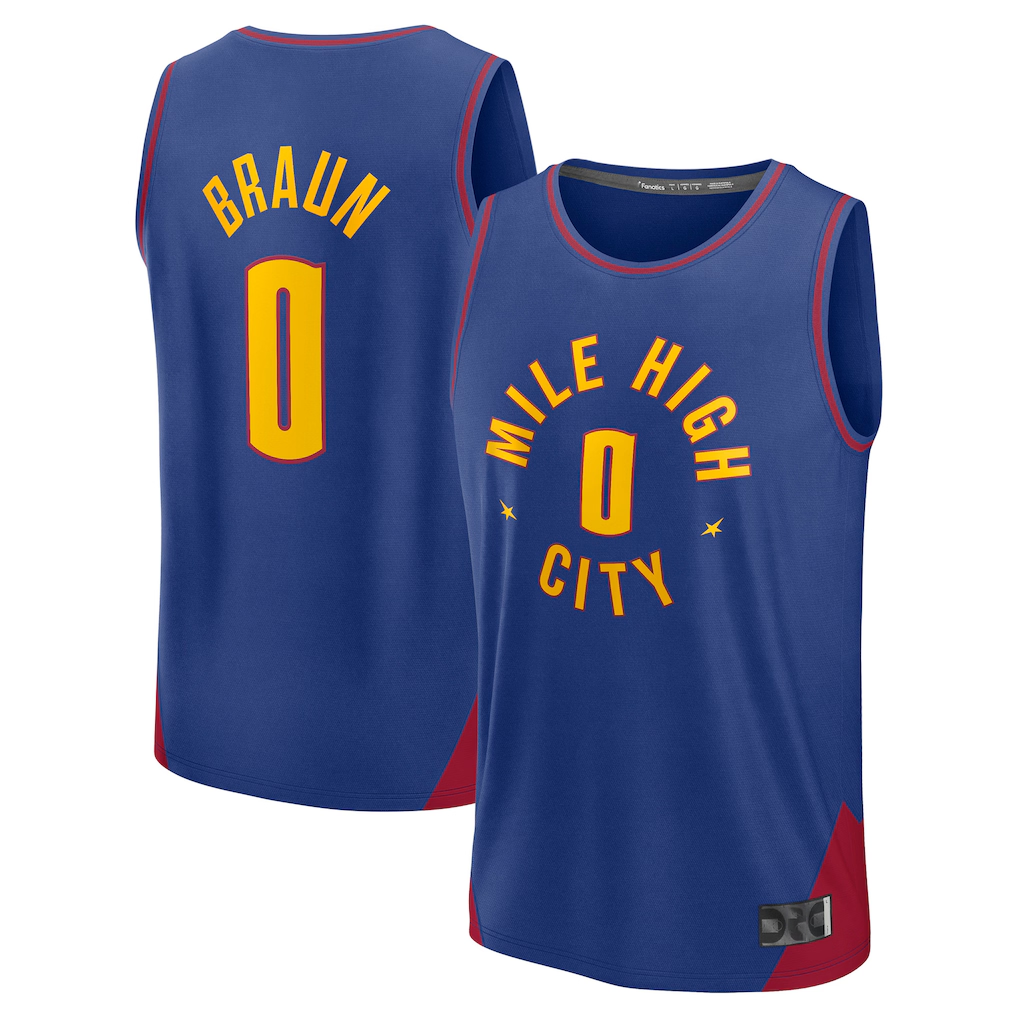 Johmsee D.Nuggets #0 Christian Braun Blue Fast Break Replica Player Jerseys - Statement Edition