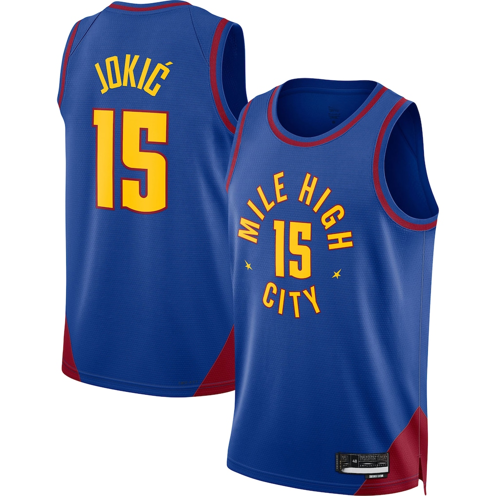 Johmsee D.Nuggets #15 Nikola Jokic Blue Swingman Jerseys - Statement Edition