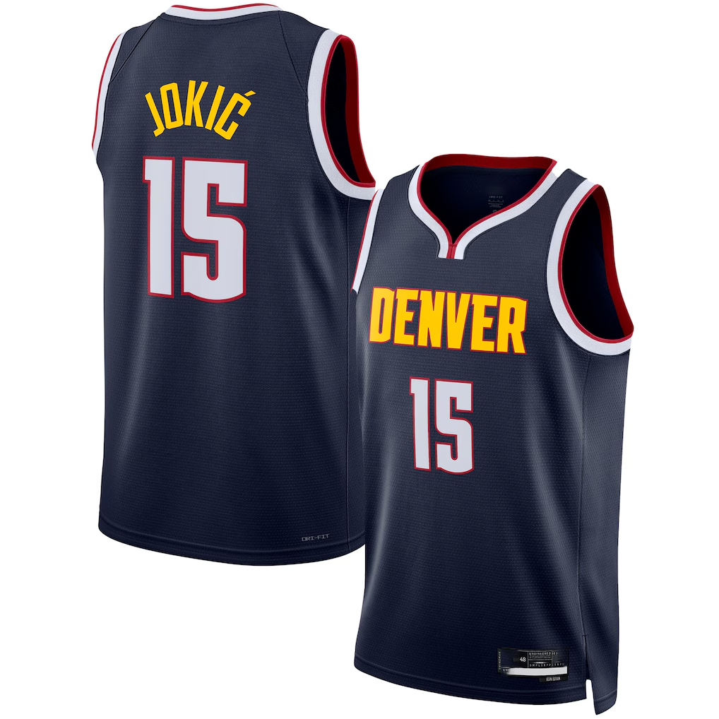 Johmsee D.Nuggets #15 Nikola Jokic Navy Swingman Jerseys - Icon Edition