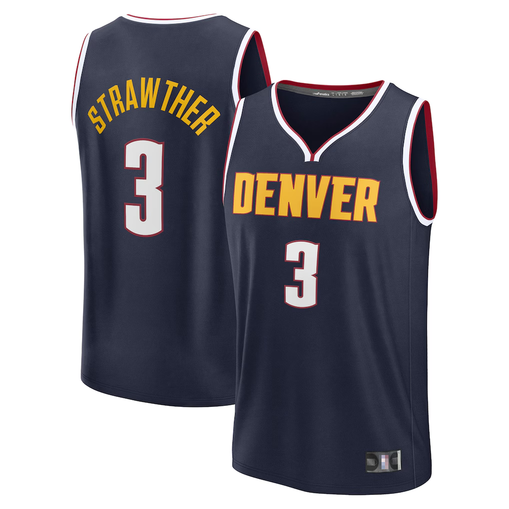 Johmsee D.Nuggets #3 Julian Strawther Navy Fast Break Replica Player Jerseys - Icon Edition
