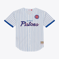 Johmsee D.Pistons Mitchell & Ness White Head Coach Pinstripe Mesh Full-Button Baseball Jerseys