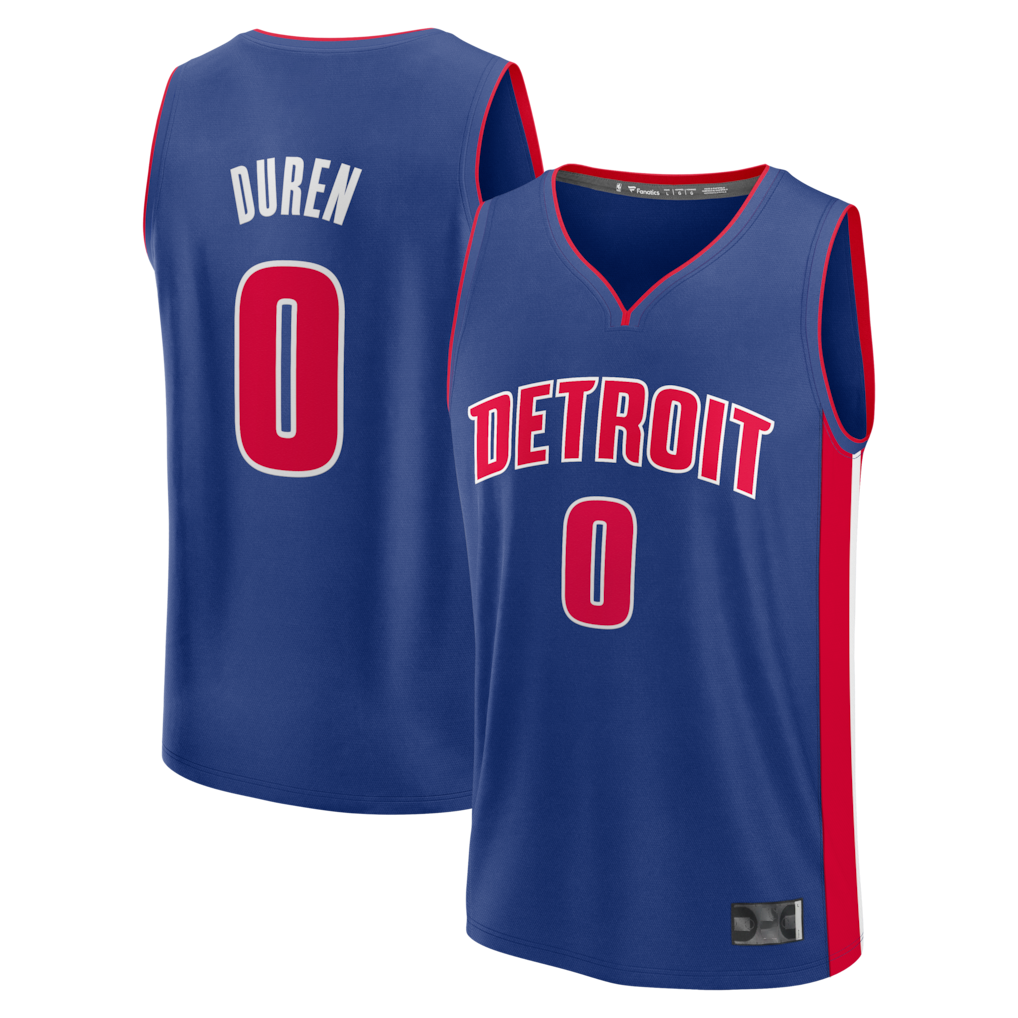 Johmsee D.Pistons #0 Jalen Duren  Blue Fast Break Replica Jerseys - Icon Edition