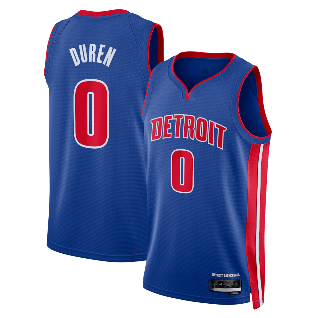Johmsee D.Pistons #0 Jalen Duren Blue Swingman Jerseys - Icon Edition