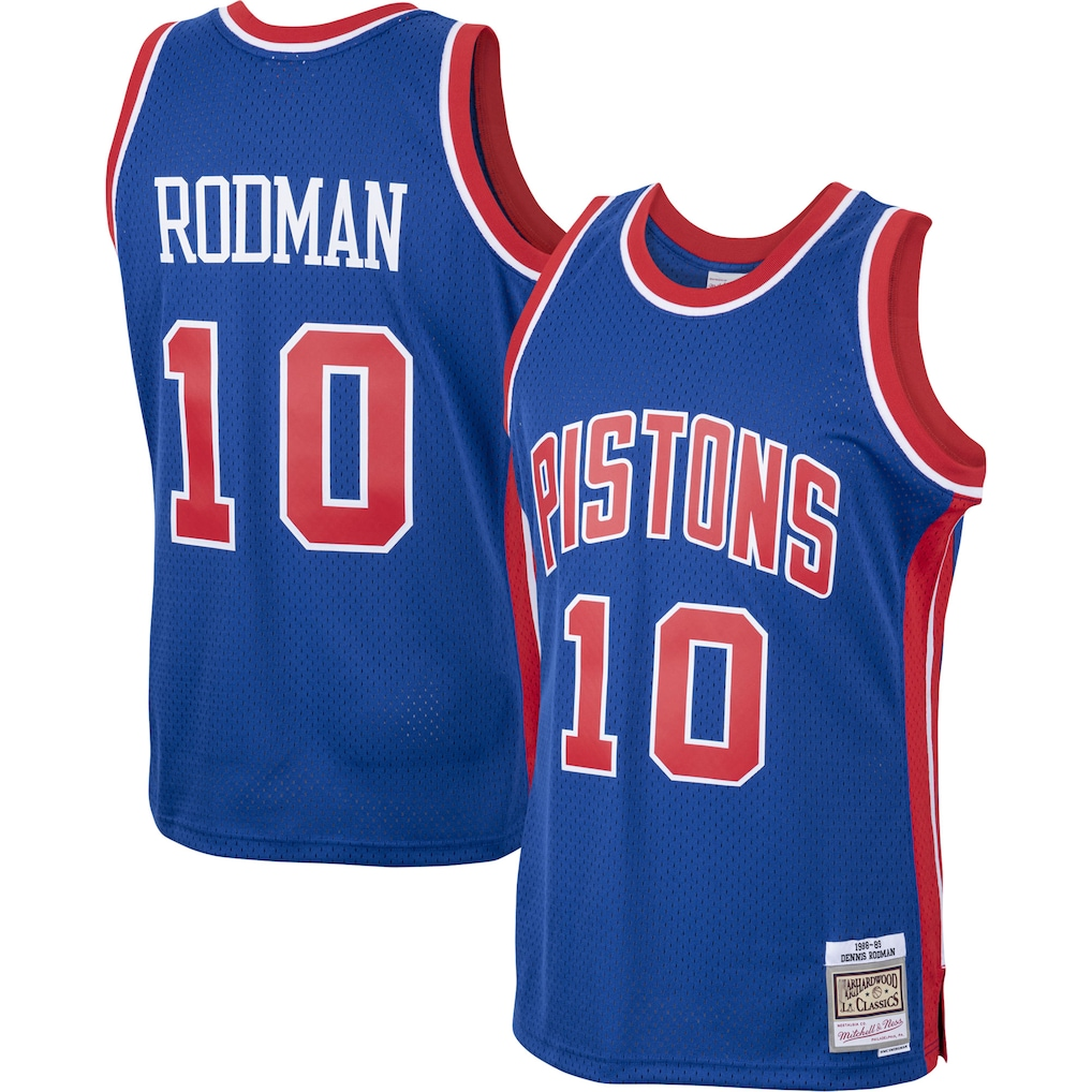 Johmsee D.Pistons #10 Dennis Rodman Mitchell & Ness Royal 198889 Hardwood Classics Swingman Jerseys
