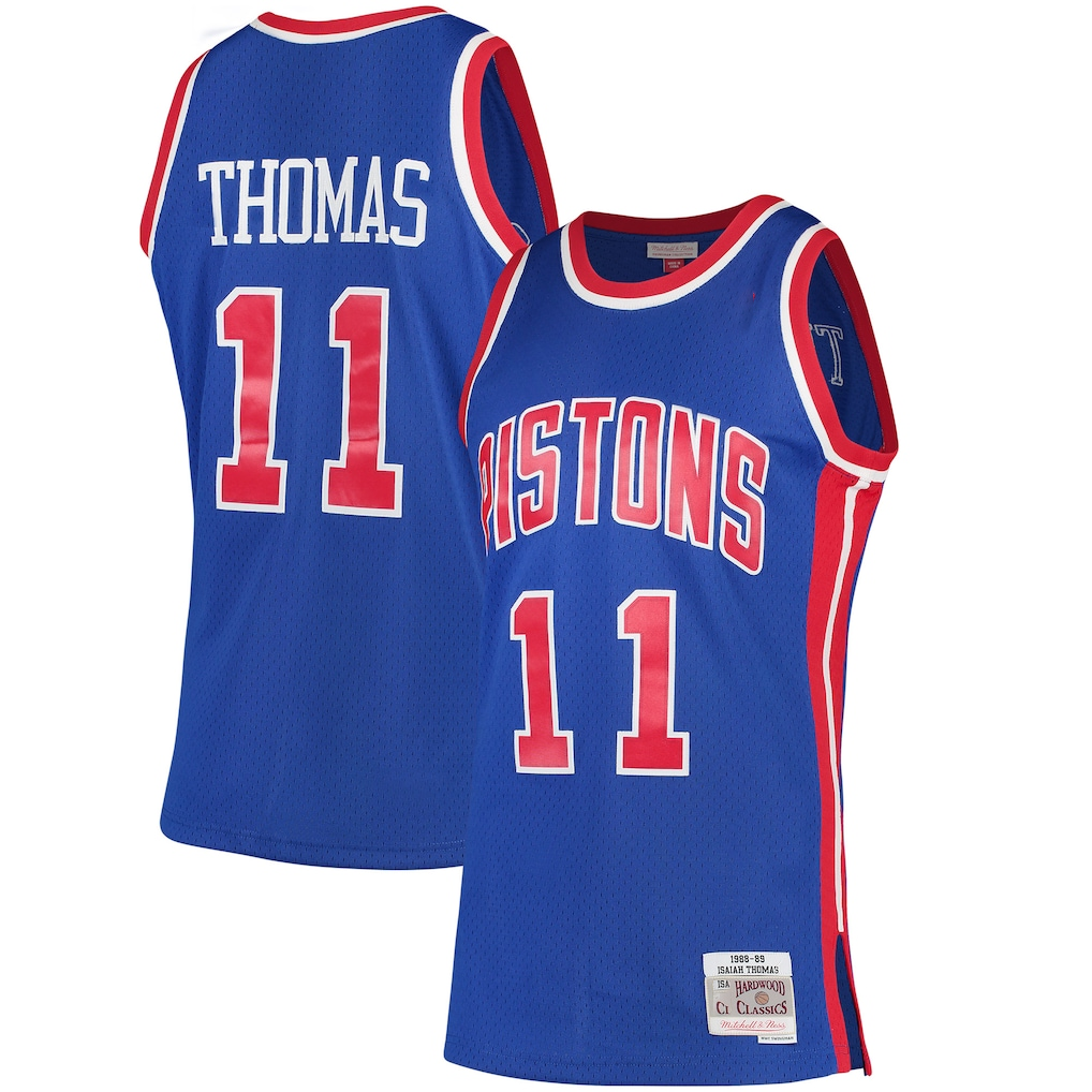 Johmsee D.Pistons #11 Isiah Thomas Mitchell & Ness Blue 198889 Hardwood Classics Swingman Jerseys