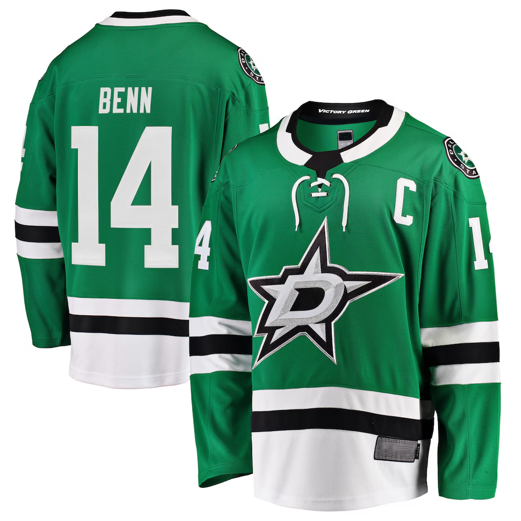 Johmsee D.Stars #14 Jamie Benn Green Breakaway Player Jerseys