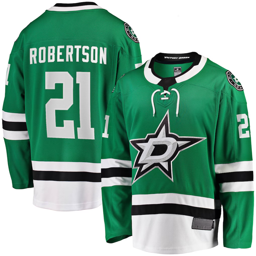 Johmsee D.Stars #21 Jason Robertson Kelly Green Home Breakaway Replica Jerseys