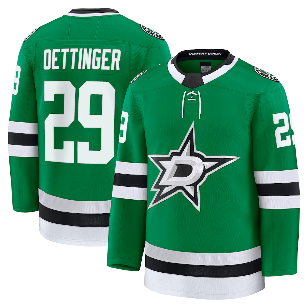 Johmsee D.Stars #29 Jake Oettinger Kelly Green Home Premium Jerseys