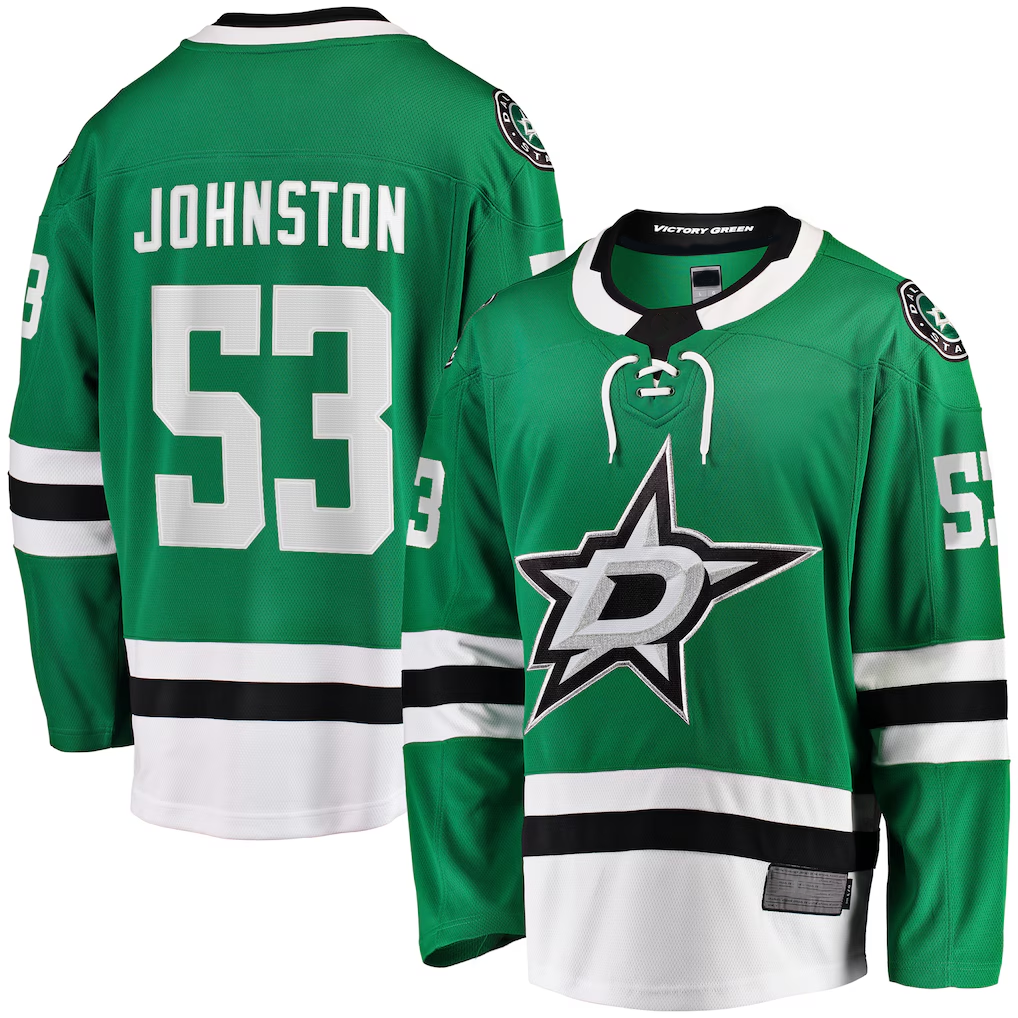 Johmsee D.Stars #53 Wyatt Johnston Kelly Green Home Breakaway Player Jerseys