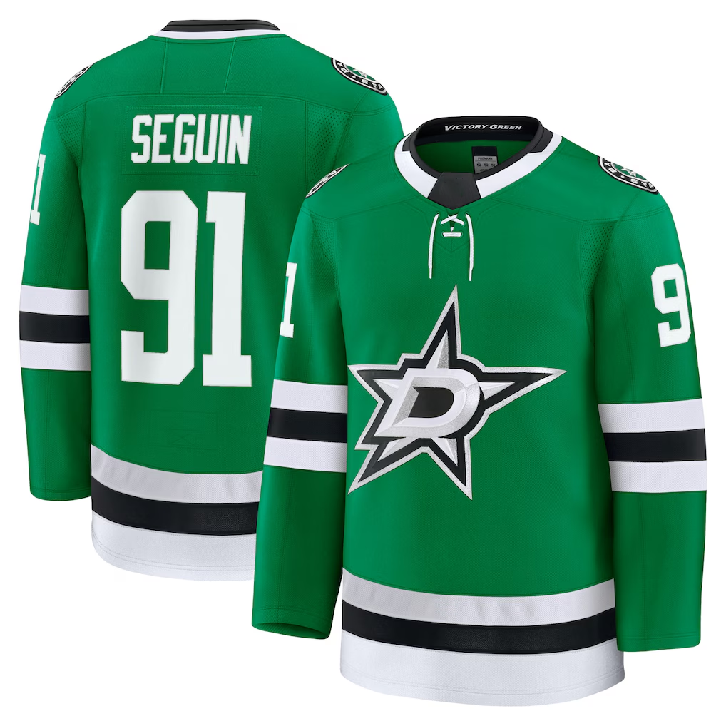 Johmsee D.Stars #91 Tyler Seguin Kelly Green Home Premium Jerseys