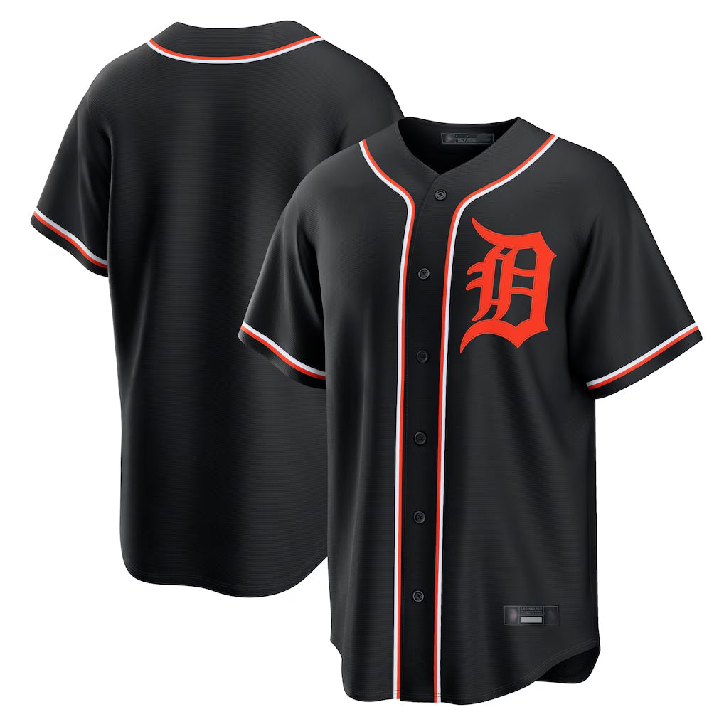 Johmsee D.Tigers Black Fashion Out Home Game Blank Player Stitched Jerseys
