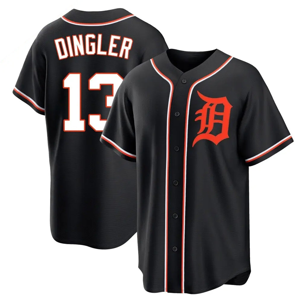 Johmsee D.Tigers #13 Dillon Dingler Player Black Fashion Out Home Game Stitched Jerseys