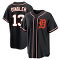 Johmsee D.Tigers #13 Dillon Dingler Player Black Fashion Out Home Game Stitched Jerseys